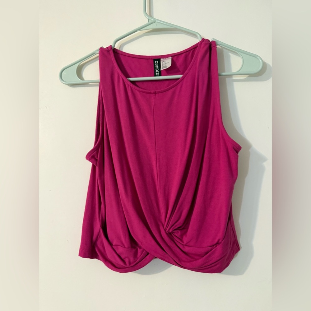 H&M Pink Crop Tank Top with Crossed Front